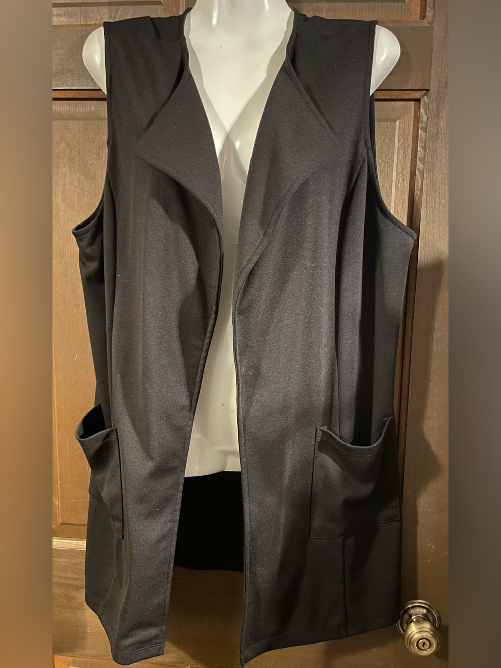 Joan Rivers Black Sleeveless Open-Front Draped Vest